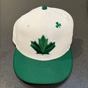 New Era Blue Jays White and Green Baseball Cap with Leaf Design